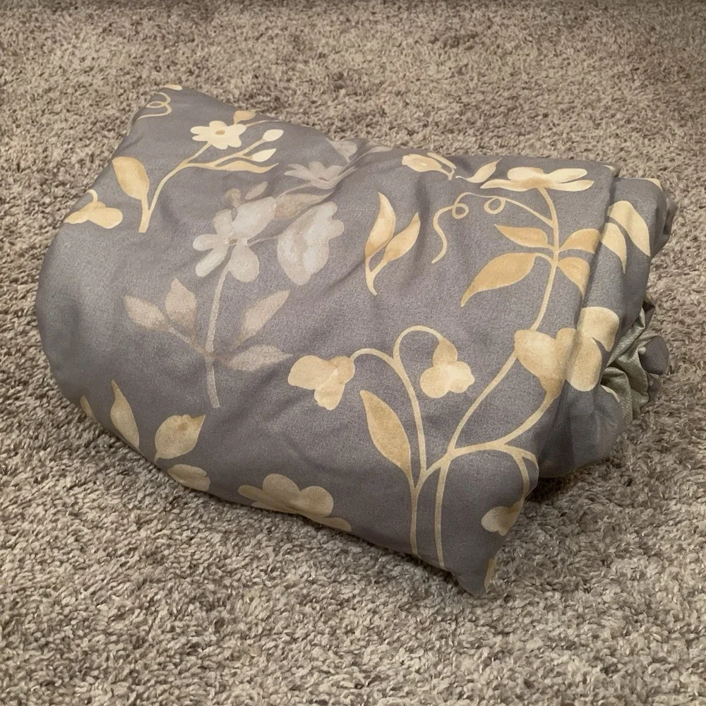 Duvet‎ Cover King Floral Blue Gold Microfiber Reversible Zipper